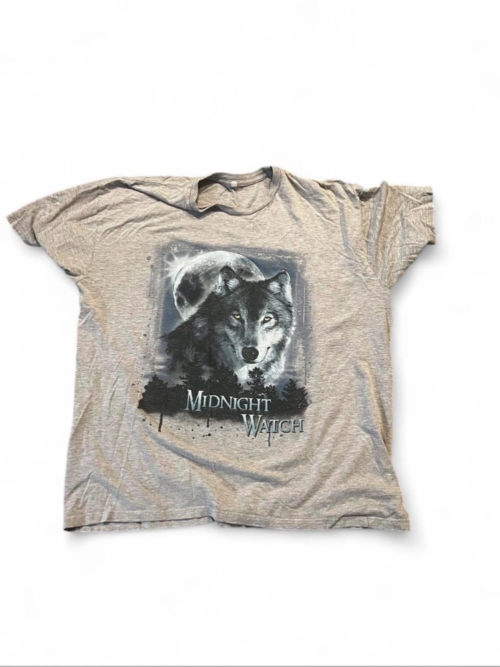 Midnight Watch Wolf Graphic Tee - Gray